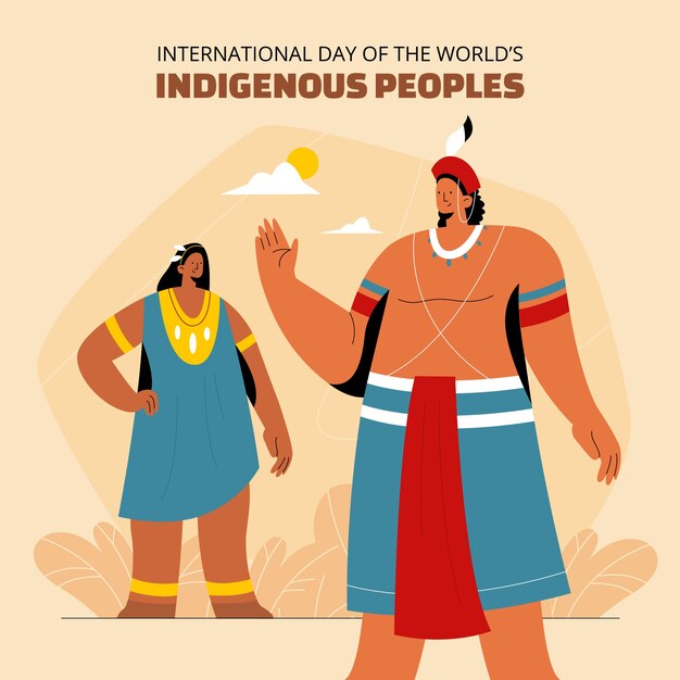 Ilustración plana del día internacional de los pueblos indígenas del mundo.