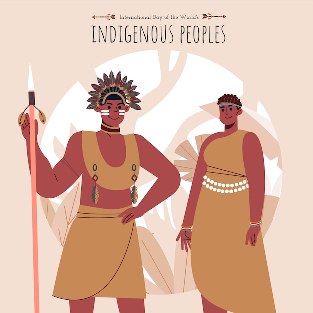 Ilustración plana para el día internacional de los pueblos indígenas del mundo.