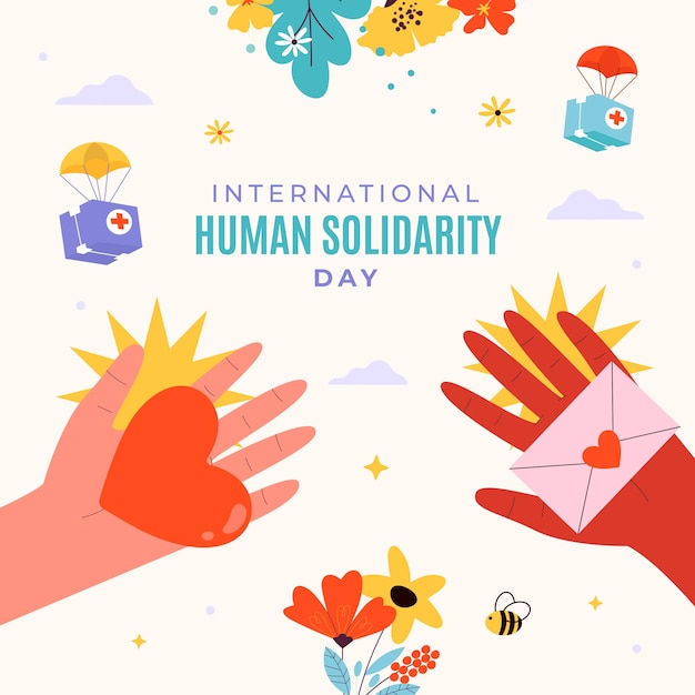 Vector gratuito ilustración plana del día internacional de la solidaridad humana