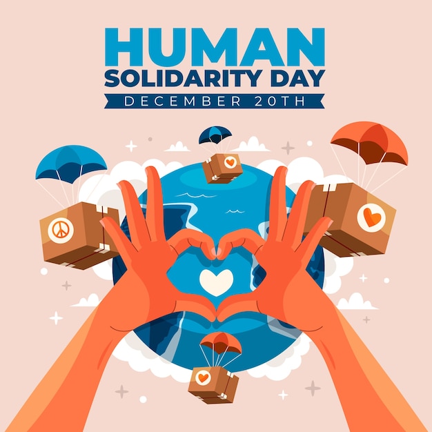 Vector gratuito ilustración plana del día internacional de la solidaridad humana