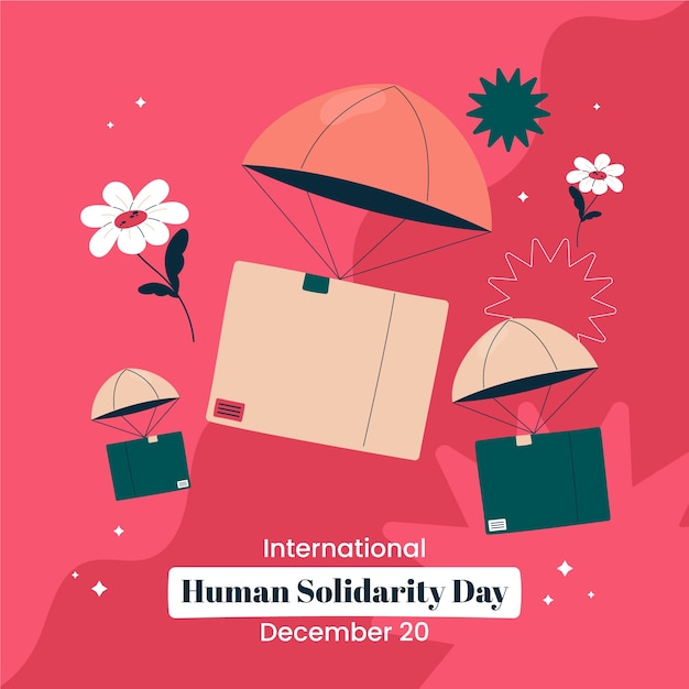 Vector gratuito ilustración plana del día internacional de la solidaridad humana