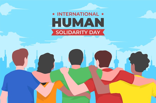 Vector gratuito ilustración plana del día internacional de la solidaridad humana