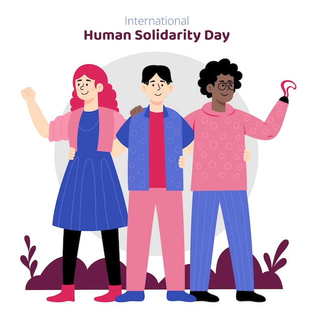 Ilustración plana del día internacional de la solidaridad humana