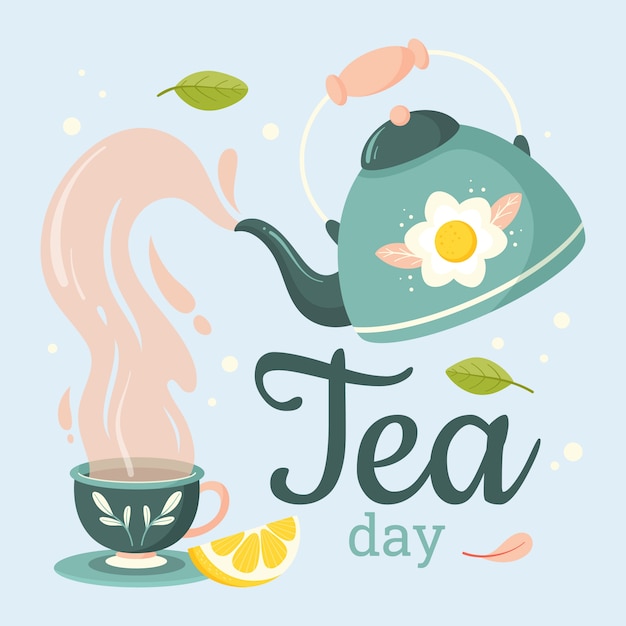 Vector gratuito ilustración plana del día internacional del té