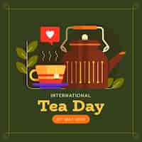 Vector gratuito ilustración plana del día internacional del té