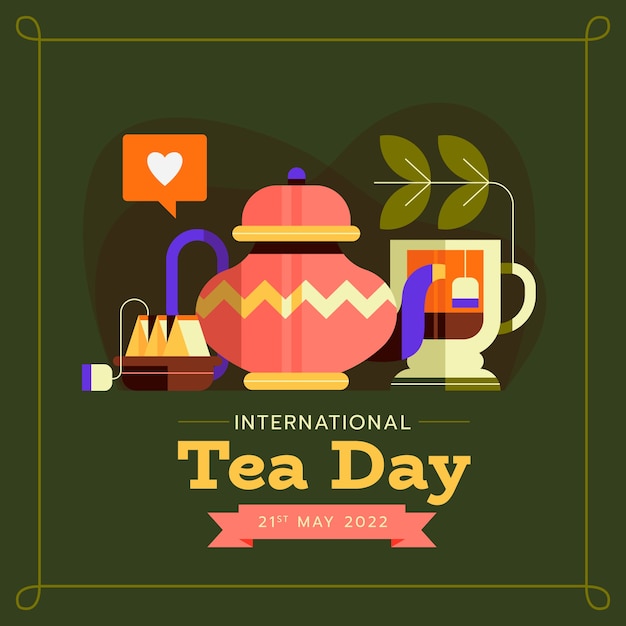 Vector gratuito ilustración plana del día internacional del té