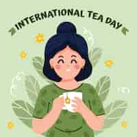 Vector gratuito ilustración plana del día internacional del té