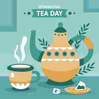 Vector gratuito ilustración plana del día internacional del té