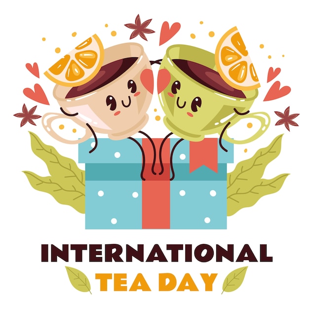 Vector gratuito ilustración plana del día internacional del té