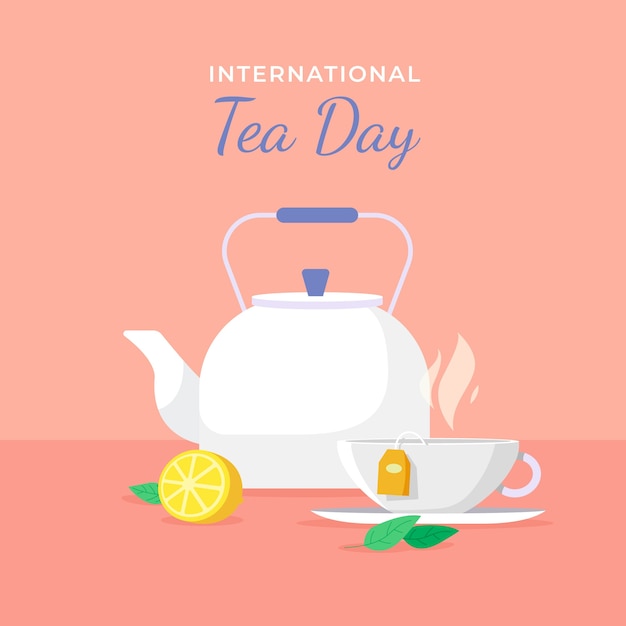 Vector gratuito ilustración plana del día internacional del té