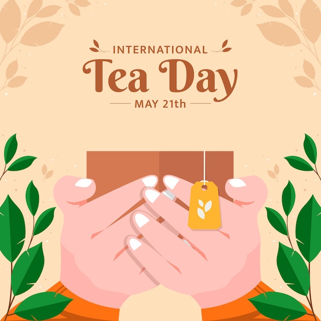 Ilustración plana del día internacional del té