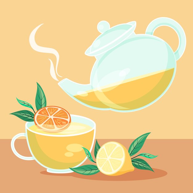 Ilustración plana del día internacional del té