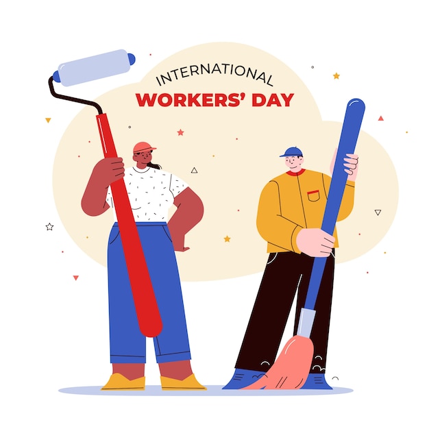 Vector gratuito ilustración plana del día internacional de los trabajadores