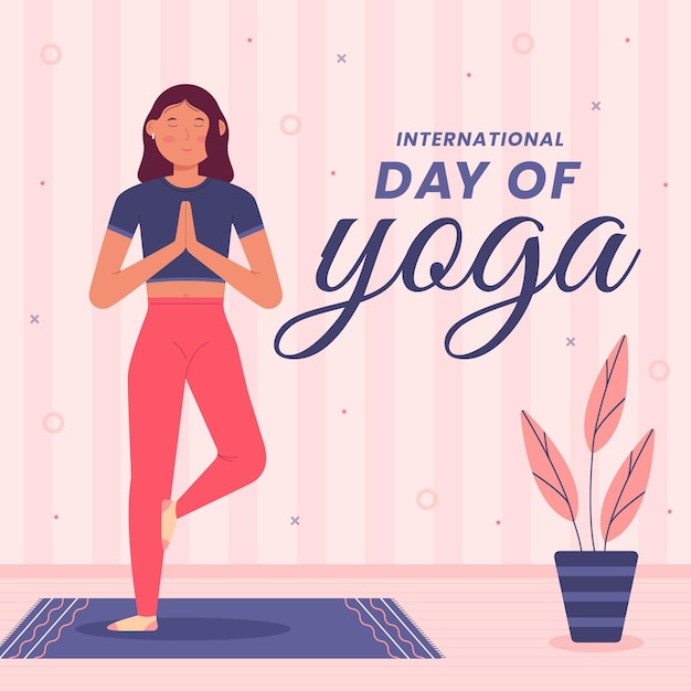 Vector gratuito ilustración plana del día internacional del yoga