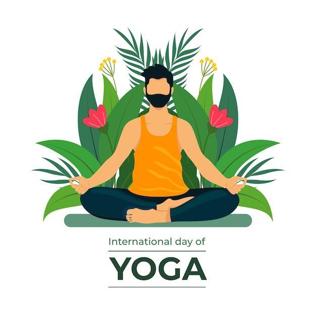 Ilustración plana del día internacional del yoga