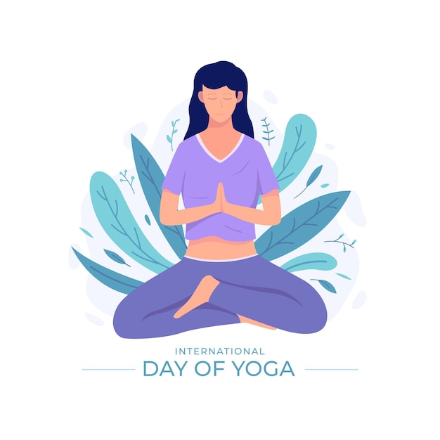 Vector gratuito ilustración plana del día internacional del yoga