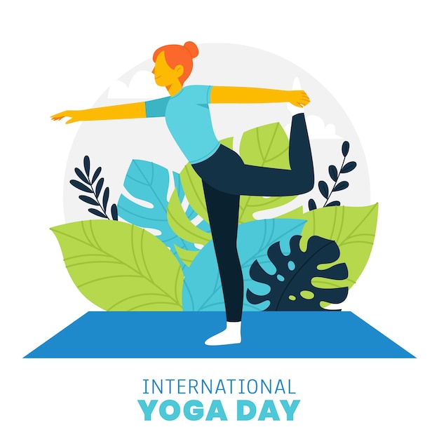 Vector gratuito ilustración plana del día internacional del yoga