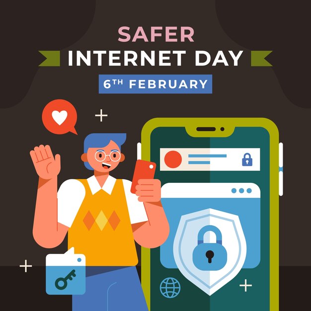 Ilustración plana para el día de Internet más seguro