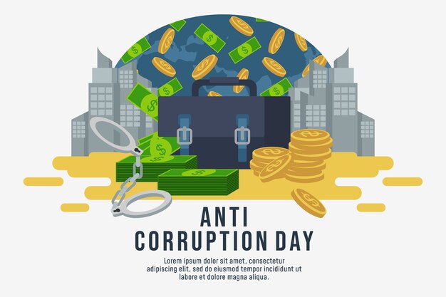 Vector gratuito ilustración plana del día de la lucha contra la corrupción