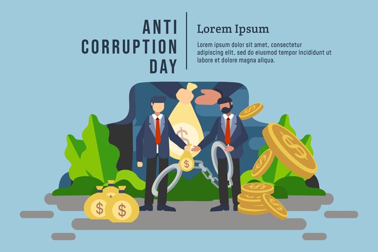 Vector gratuito ilustración plana del día de la lucha contra la corrupción