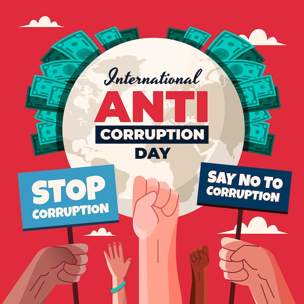 Ilustración plana del día de la lucha contra la corrupción