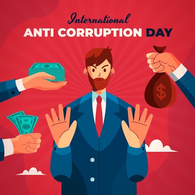 Ilustración plana del día de la lucha contra la corrupción