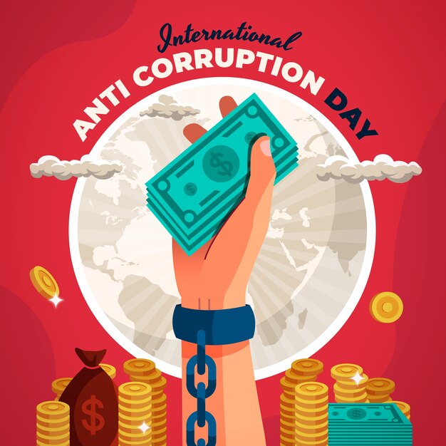 Ilustración plana del día de la lucha contra la corrupción