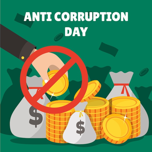 Ilustración plana del día de la lucha contra la corrupción