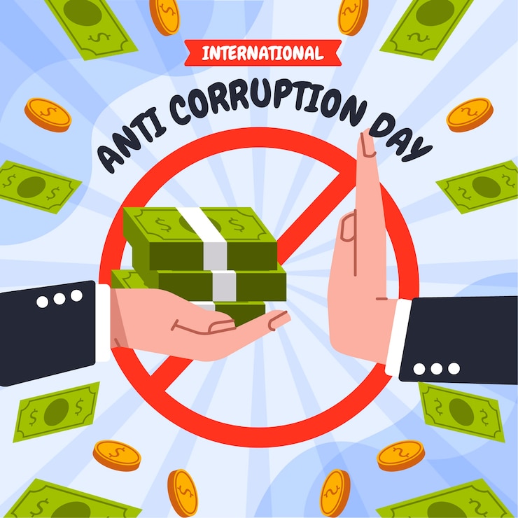 Vector gratuito ilustración plana del día de la lucha contra la corrupción