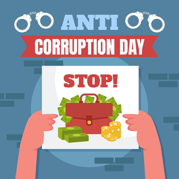 Ilustración plana del día de la lucha contra la corrupción