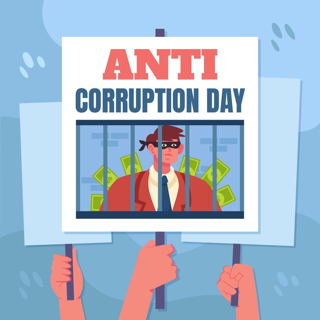 Ilustración plana del día de la lucha contra la corrupción