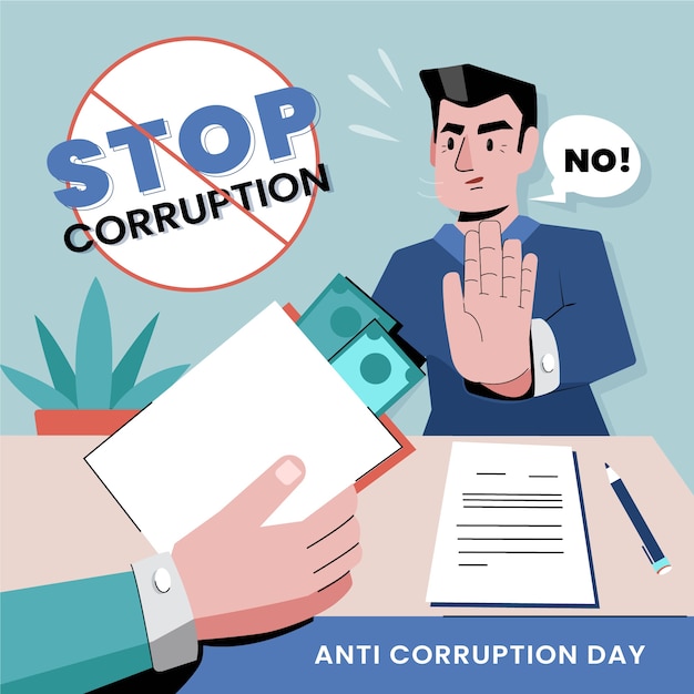 Ilustración plana del día de la lucha contra la corrupción