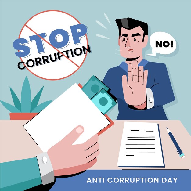 Ilustración plana del día de la lucha contra la corrupción