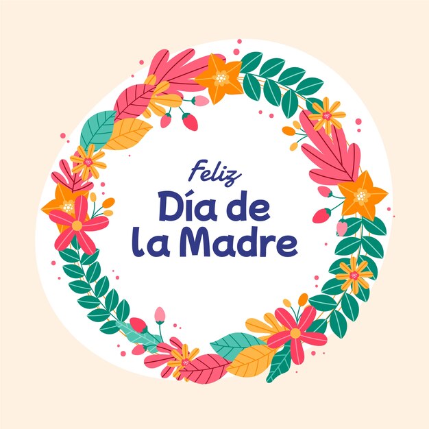 Ilustración plana del día de la madre en español