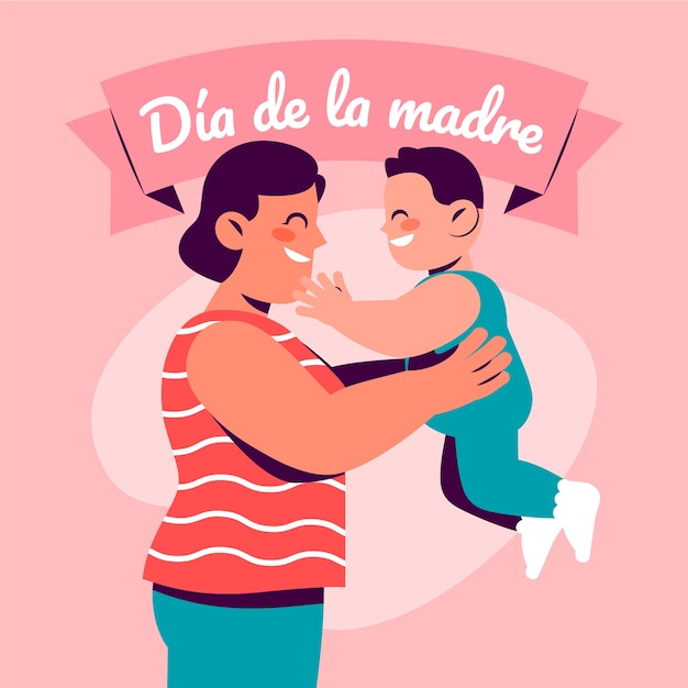 Vector gratuito ilustración plana del día de la madre en español