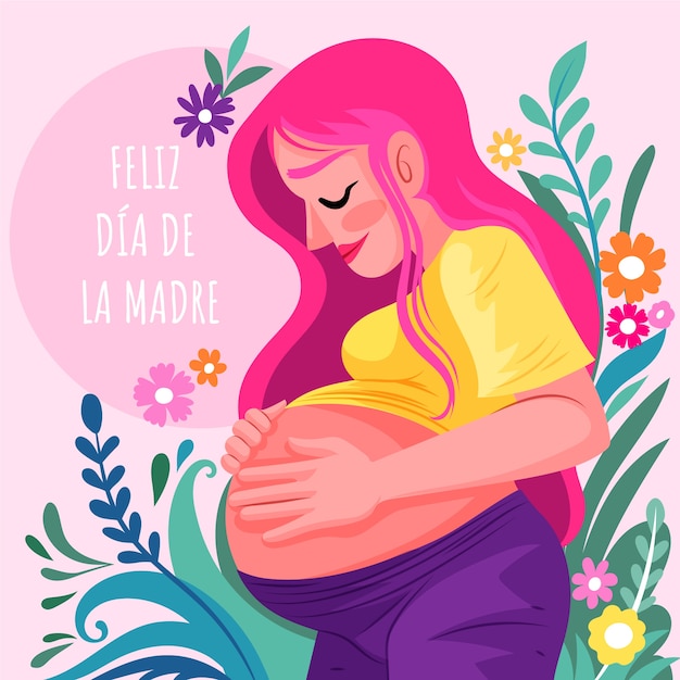 Vector gratuito ilustración plana del día de la madre en español