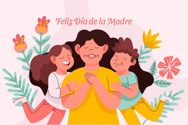 Ilustración plana del día de la madre en español