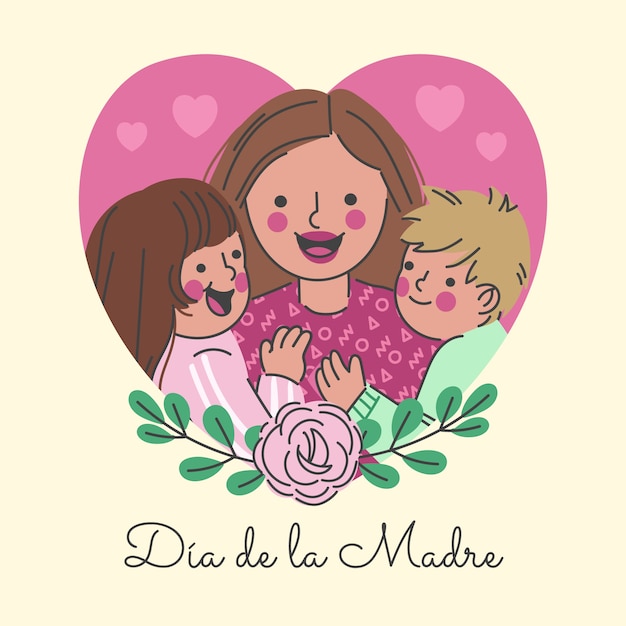 Vector gratuito ilustración plana del día de la madre en español