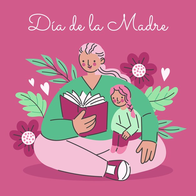 Ilustración plana del día de la madre en español