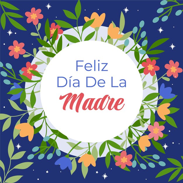 Ilustración plana del día de la madre en español