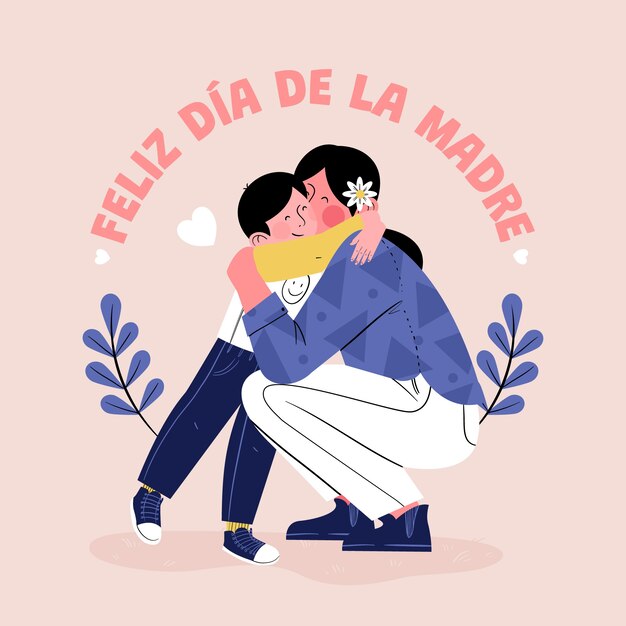 Ilustración plana del día de la madre en español