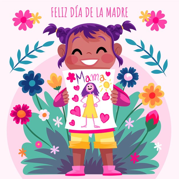 Ilustración plana del día de la madre en español