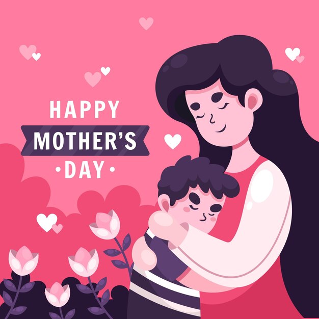 Ilustración plana del día de la madre