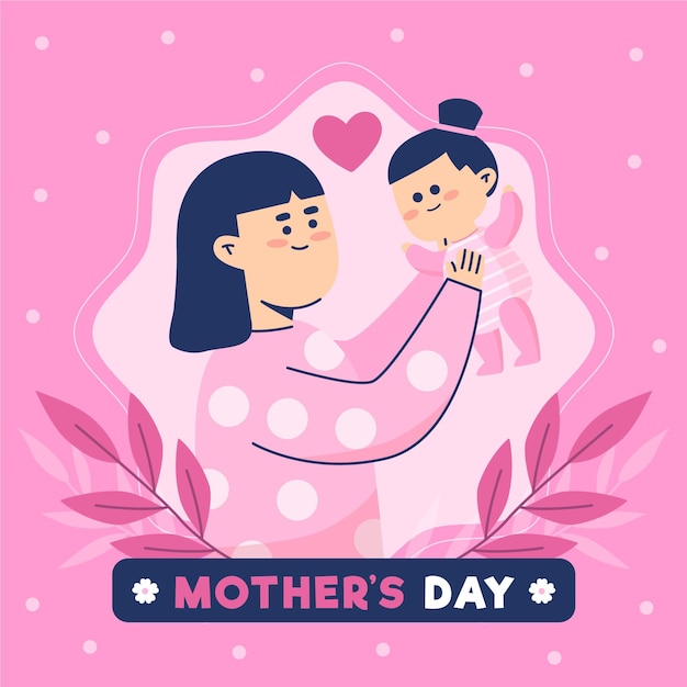 Vector gratuito ilustración plana del día de la madre