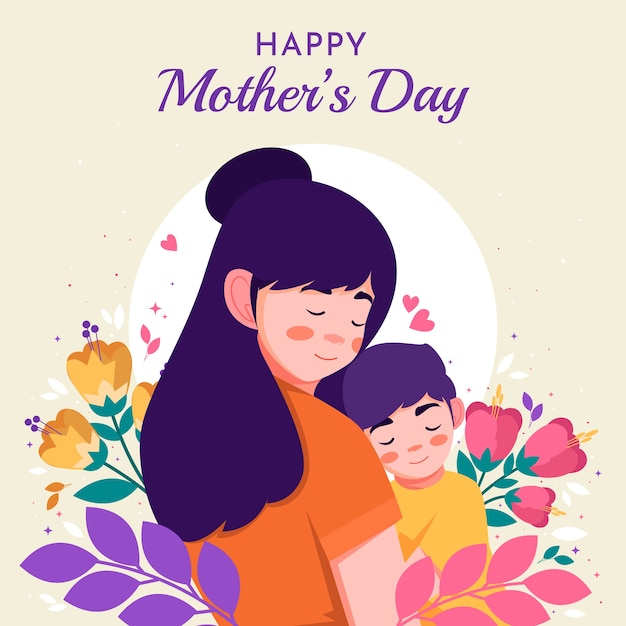 Vector gratuito ilustración plana del día de la madre