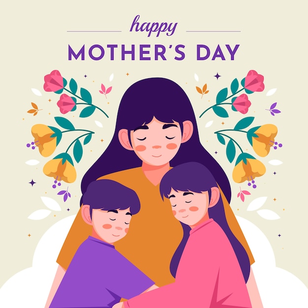 Vector gratuito ilustración plana del día de la madre