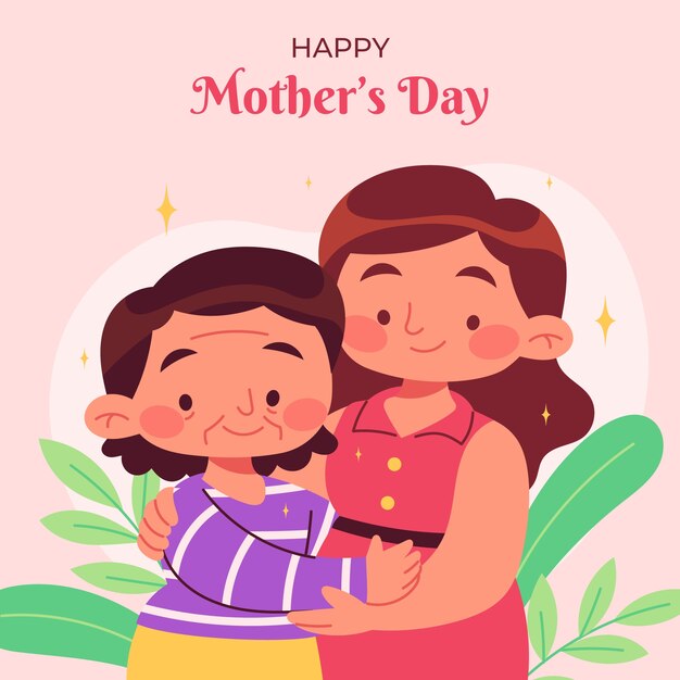 Ilustración plana del día de la madre