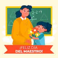 Vector gratuito ilustración plana del día del maestro en español