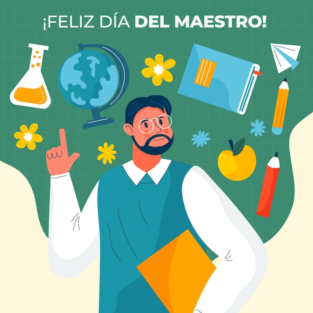 Vector gratuito ilustración plana del día del maestro en español