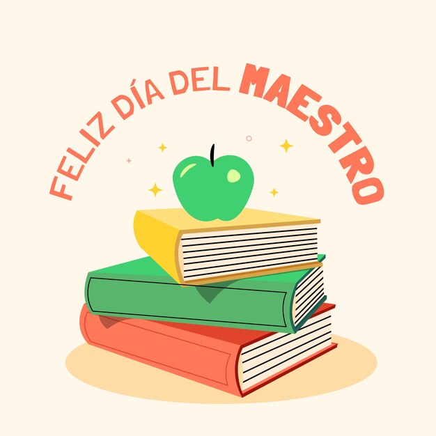 Ilustración plana del día del maestro en español